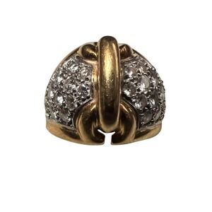 Vintage Cartier Dome Ring Sparkling Diamond Accent 18k Gold Cocktail Statement